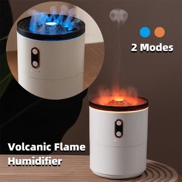 Volcanic Flame Aroma Diffuser – USB Essential Oil Humidifier with LED Night Light & Jellyfish Mist Effect for Home & Office